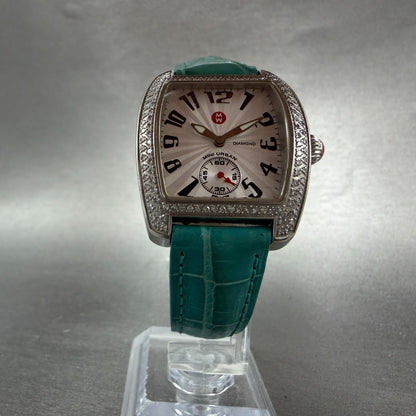 Michelle Mini Urban Watch Women 29mm White Dial Steel Diamond Bezel New Batt5