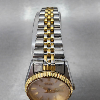 Seiko Watch Women 24mm White Dial Two Tone Daydate Round 7n830049 New Battery J4