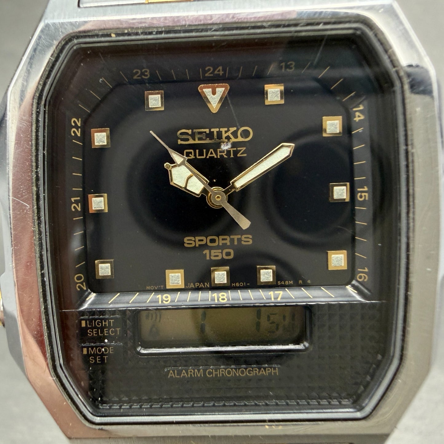 Seiko Sports 150 Analog Digital Watch Men 34mm Black Dial Two Tone New Battery1