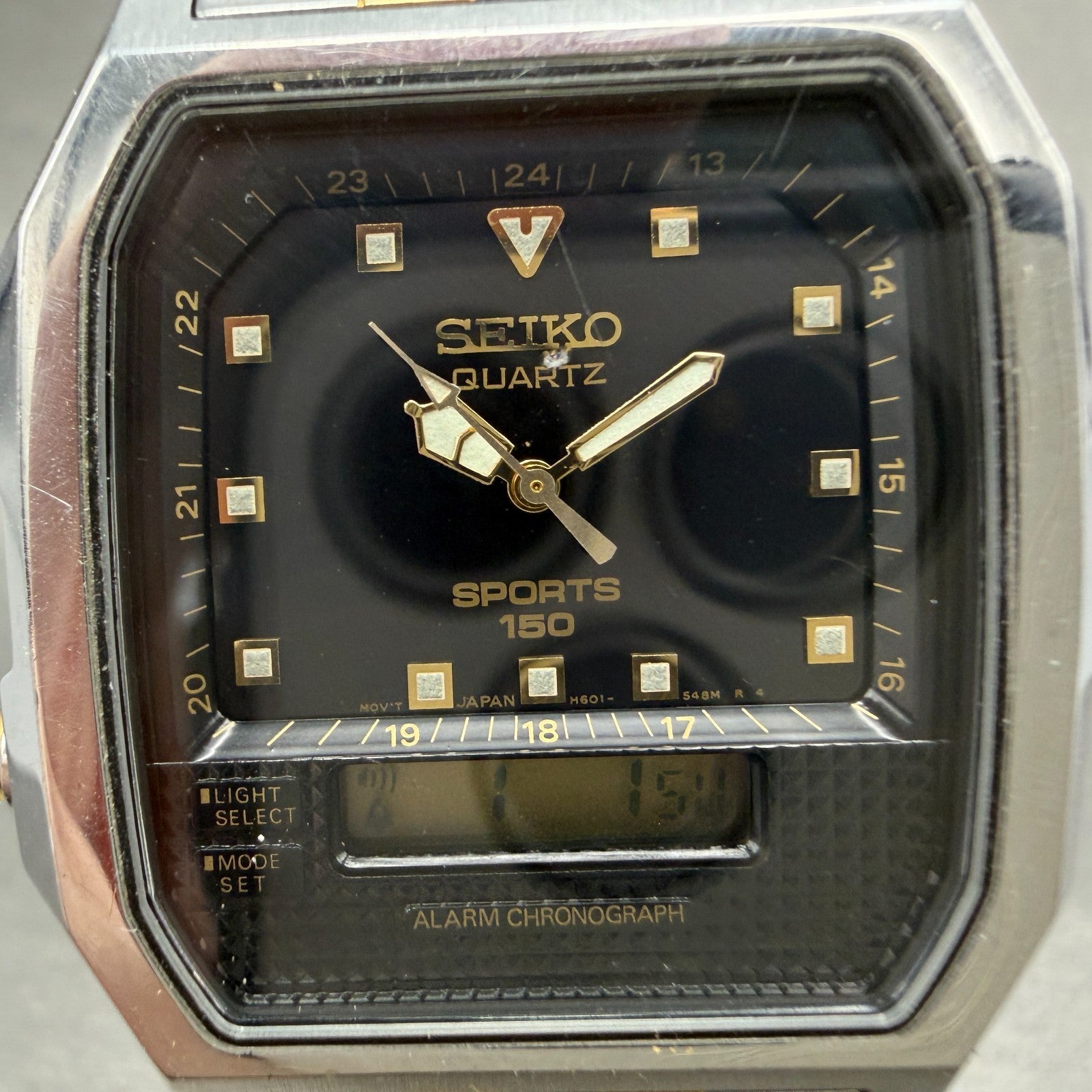 Seiko Sports 150 Analog Digital Watch Men 34mm Black Dial Two Tone New Battery1