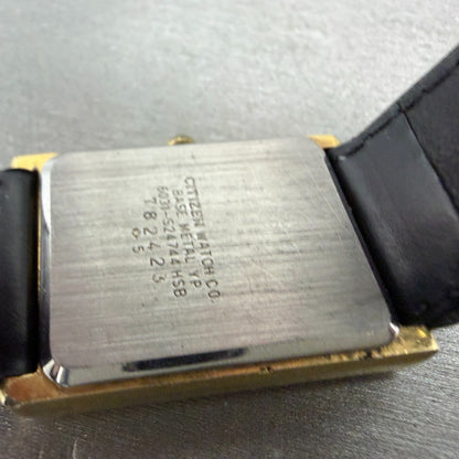 Citizen CQ Tank Watch Men 24mm White Dial Gold Tone Rectangle 6031-S24744 PARTS10