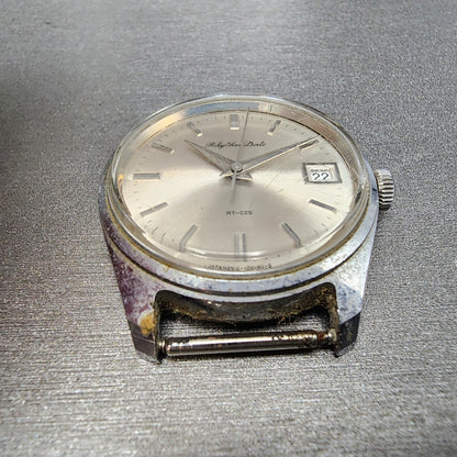Citizen Rhythm Date Manual Watch Men 33mm Silver Dial Silver Tone Date Runs