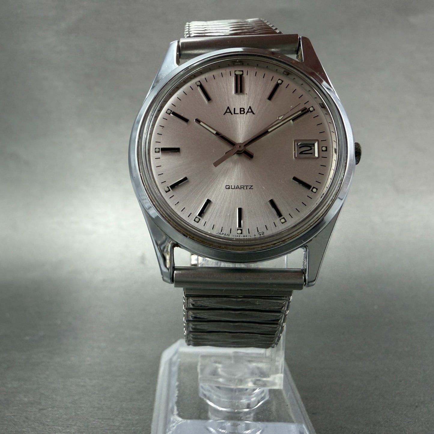 Seiko Alba Watch Men 36mm Silver Dial Silver Tone Date Y142-8160 New Battery VTG5