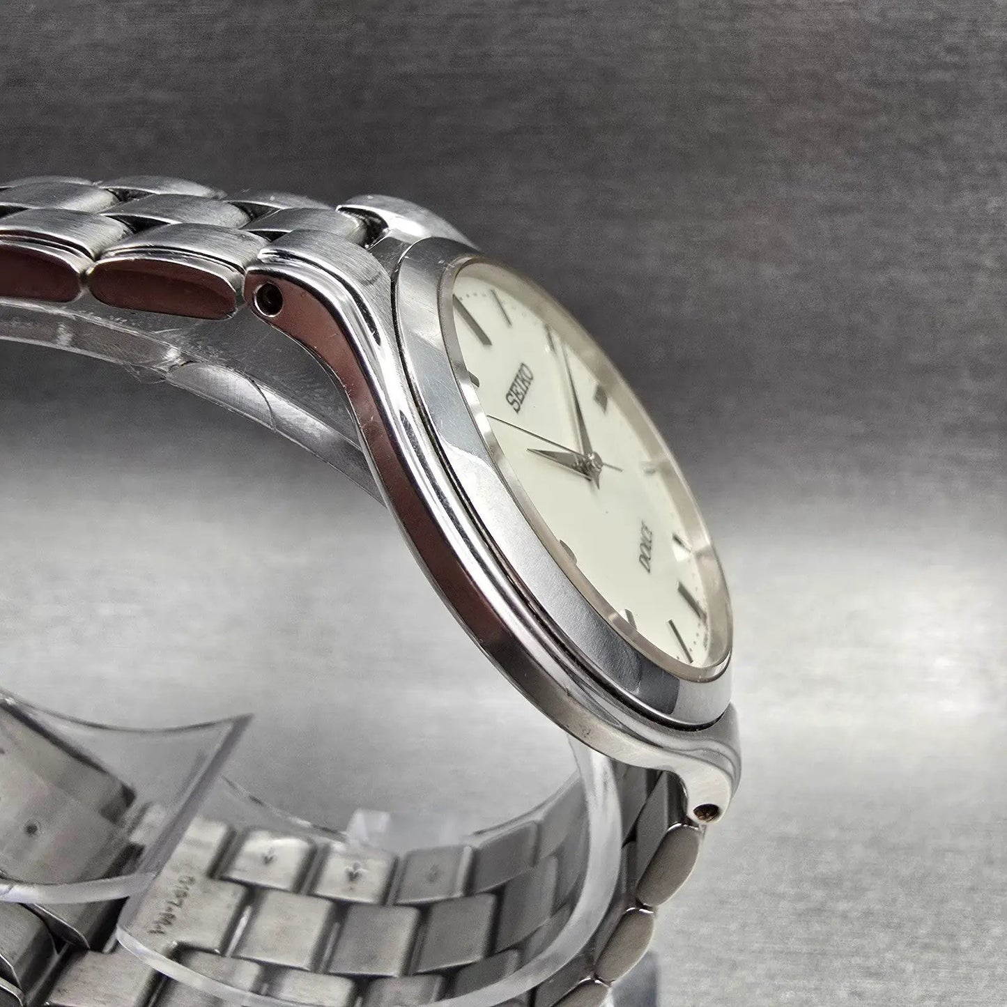 Seiko Dolce Watch Men 34mm Ivory Dial Silver Tone Round 8J41-0A10 New Battery3