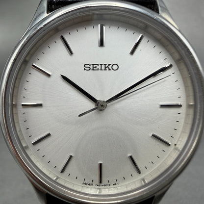 Seiko Watch Men 33mm Silver Dial Silver Tone Round 7n01-0bd0 New Battery Vintage1