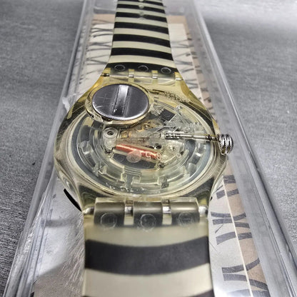 Swatch Scuba 200 Smile Watch Men 38mm White Dial Clear Case SKD127 New Battery16