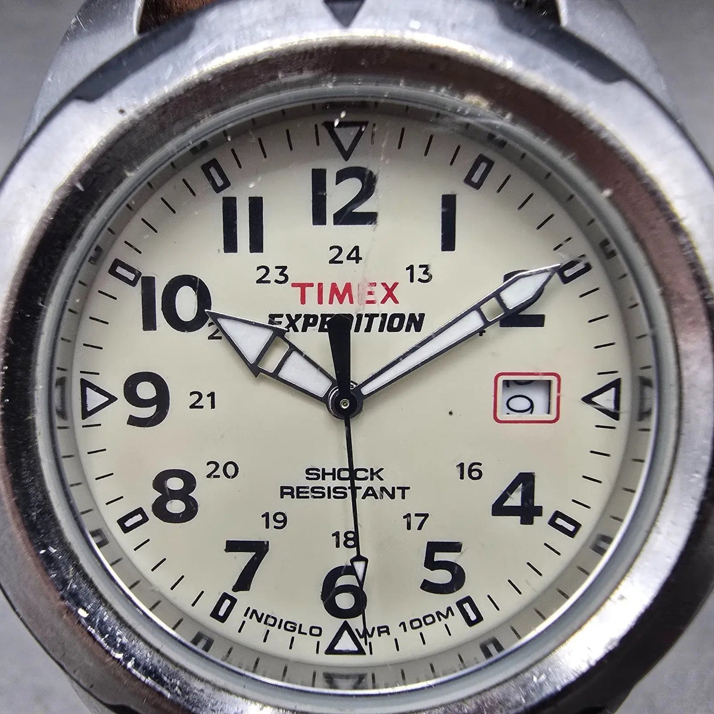 Timex Expedition Watch Men 41mm White Dial Silver Tone Date T49261 New Battery J1