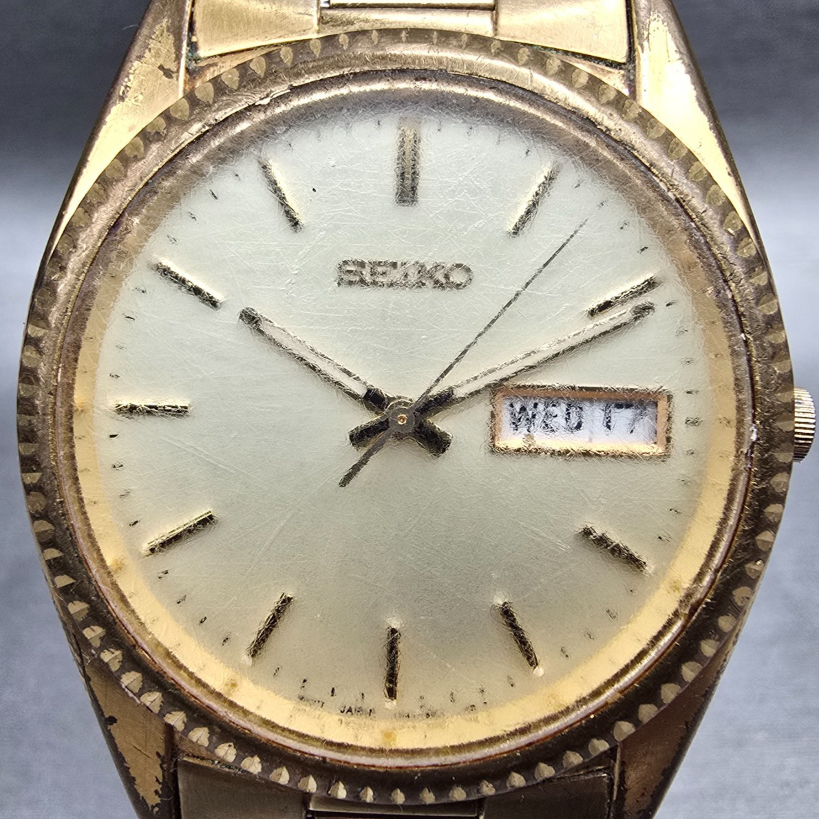 Seiko President Watch Men 35mm Champagne Dial Gold Tone 7N43-8111 New Battery1