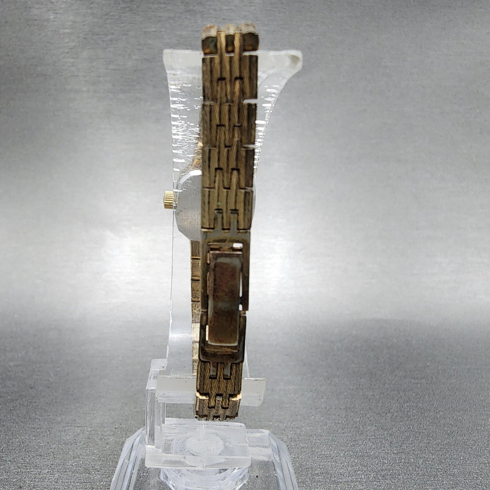 VTG Bulova Watch Women 16mm Black Dial Gold Tone Rectangle 6971 New Battery7