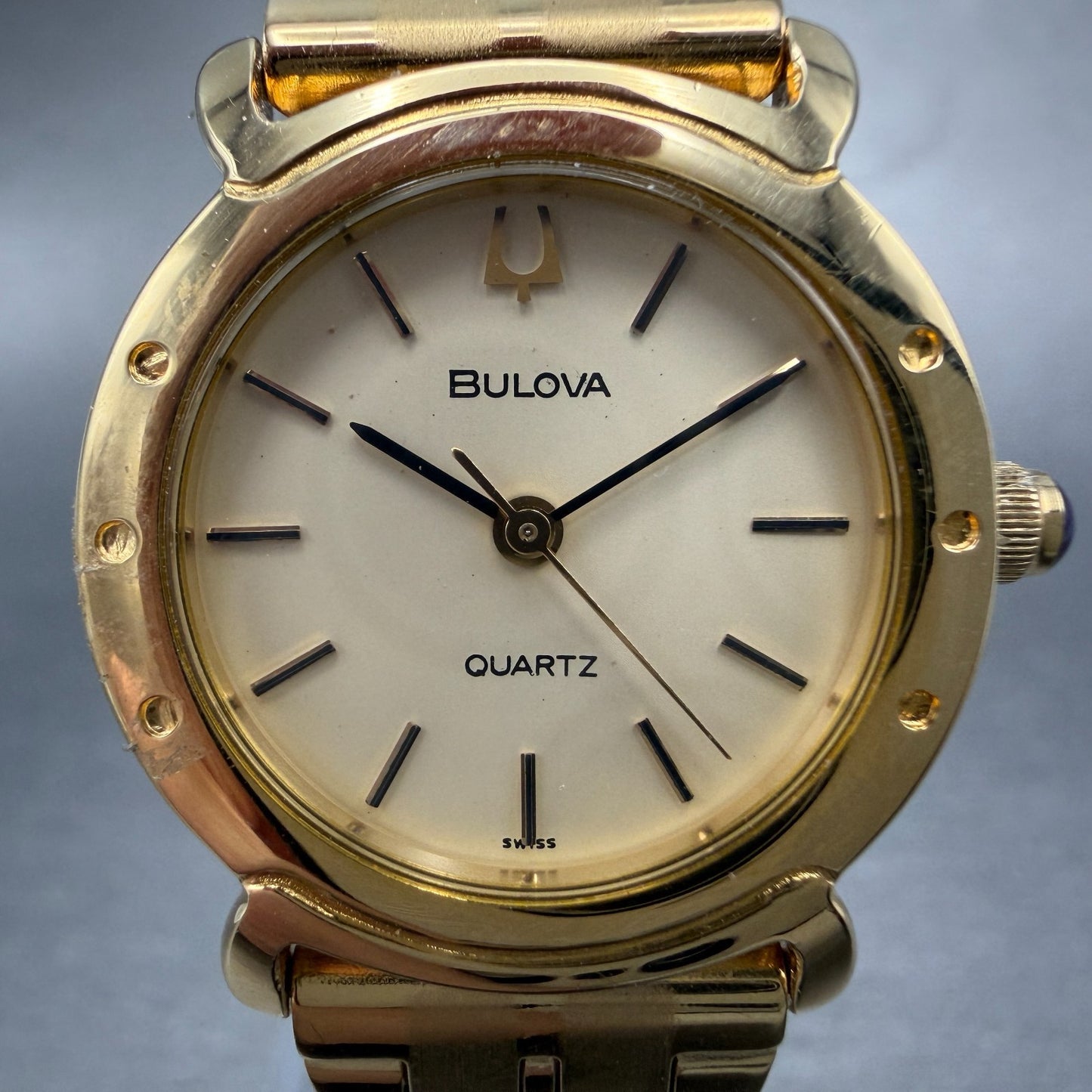 Bulova Watch Women 24mm Champagne Dial Gold Tone Round New Battery Vintage1