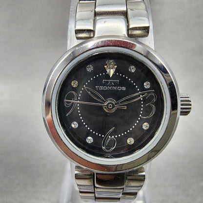 Technos Watch Women 19mm MOP Dial Silver Tone Round T1801 Bracelet New Battery1