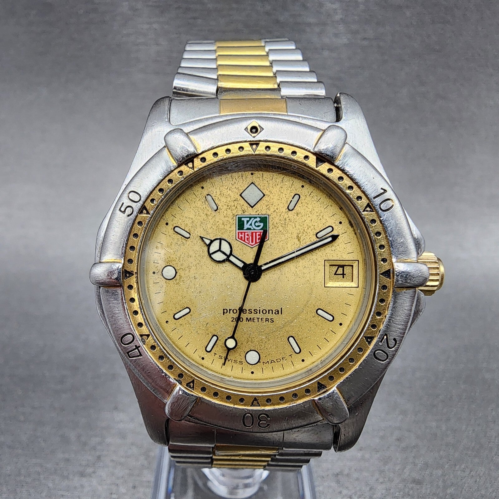 Tag Heuer Professional 200 Watch Men 37mm Gold Dial Two Tone Date Round New Batt0