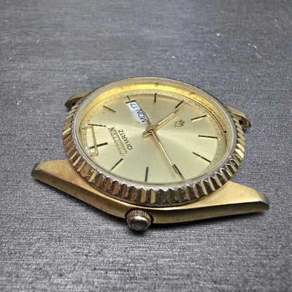 Citizen CQ Watch Men 35mm Champagne Dial Gold Daydate 3801-289471 PARTS6