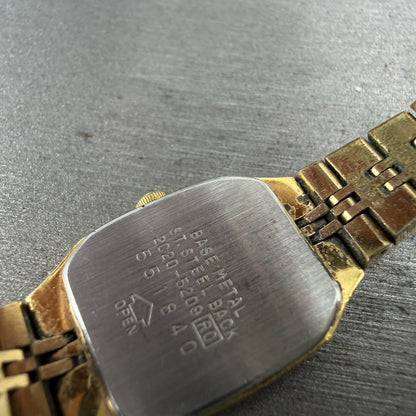 Seiko Watch Women 16mm Gold Dial Gold Tone Octagon 2C20-5209 New Battery Vintage9
