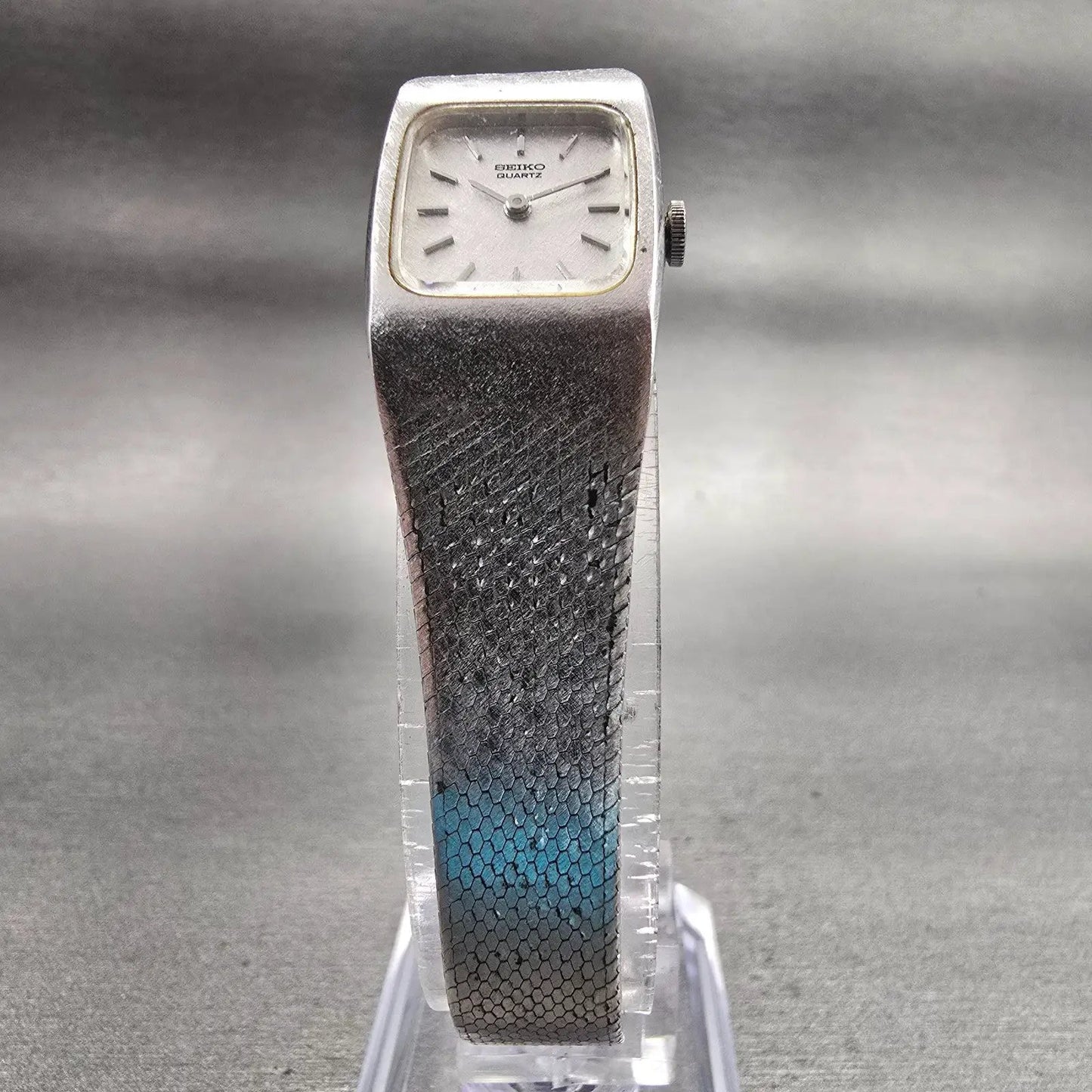 Seiko Watch Women 16mm Silver Dial Silver Tone Rectangle 16-3269 New Battery VTG5