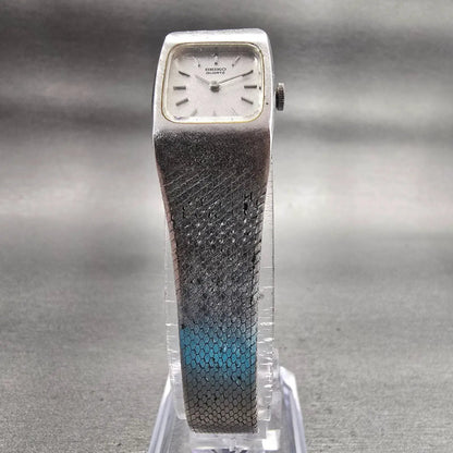 Seiko Watch Women 16mm Silver Dial Silver Tone Rectangle 16-3269 New Battery VTG5
