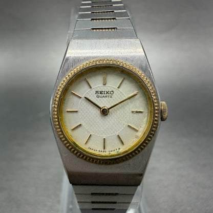 Seiko Watch Women 20mm Silver Dial Two Tone Round 5420-0059 New Battery Vintage0