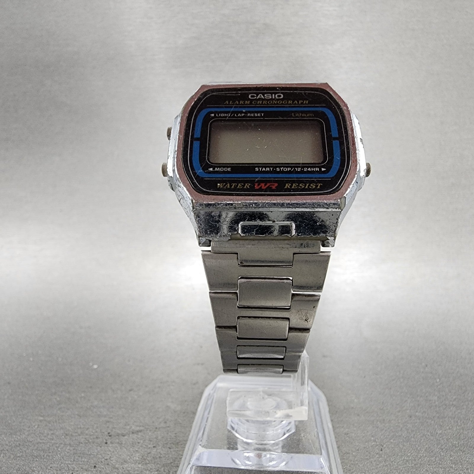 Casio A164W 593 Watch Men 34mm Digital Silver Tone Alarm Chrono VTG PARTS5