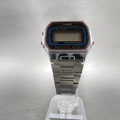 Casio A164W 593 Watch Men 34mm Digital Silver Tone Alarm Chrono VTG PARTS5