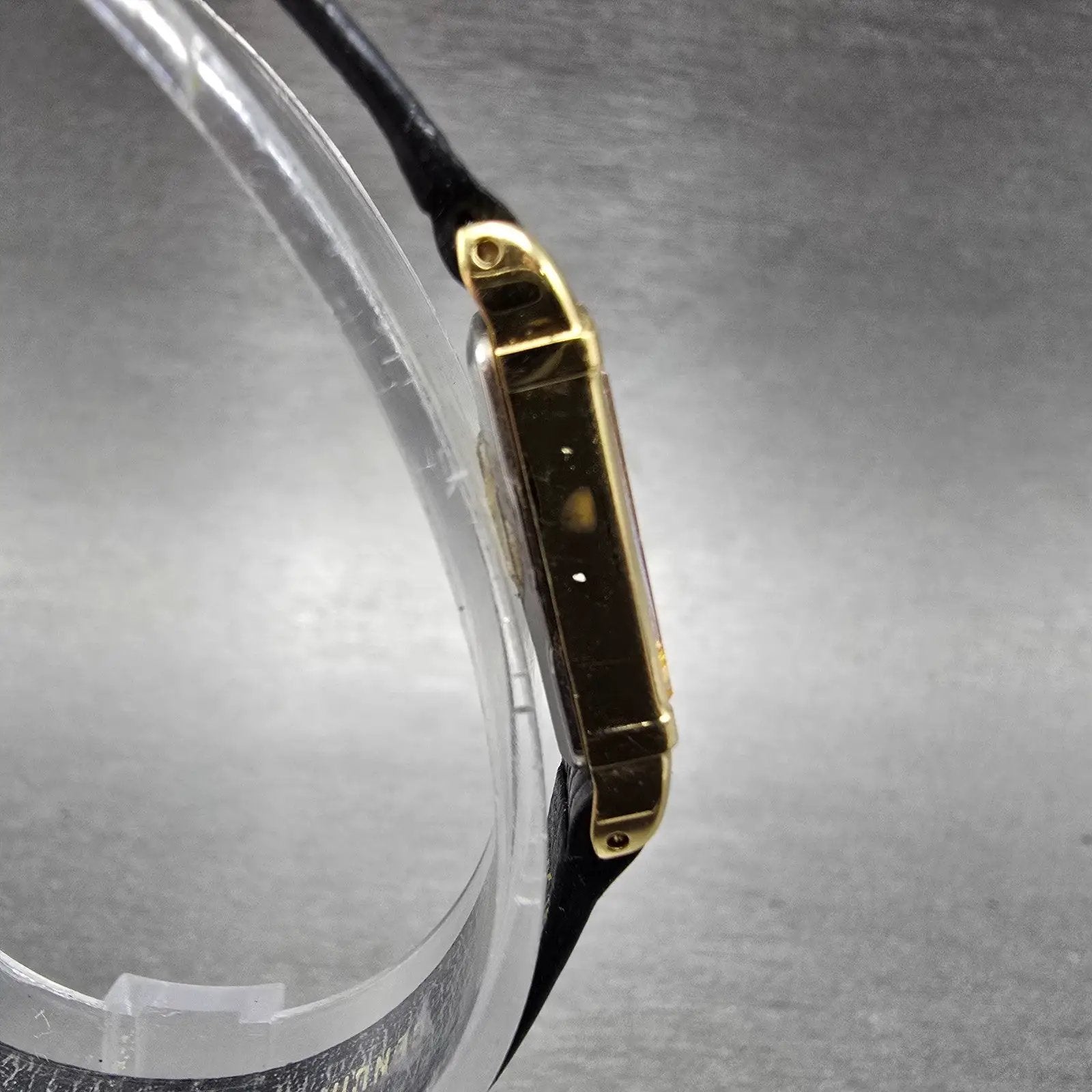 Seiko Tank Watch Women 12mm Champagne Dial Gold Tone 2E20-5969 New Battery VTG3