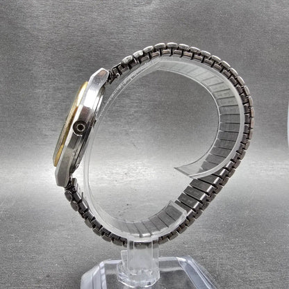 Seiko SQ Watch Men 35mm Silver Dial Two Tone Daydate Round 7123-7160 PARTS VTG7