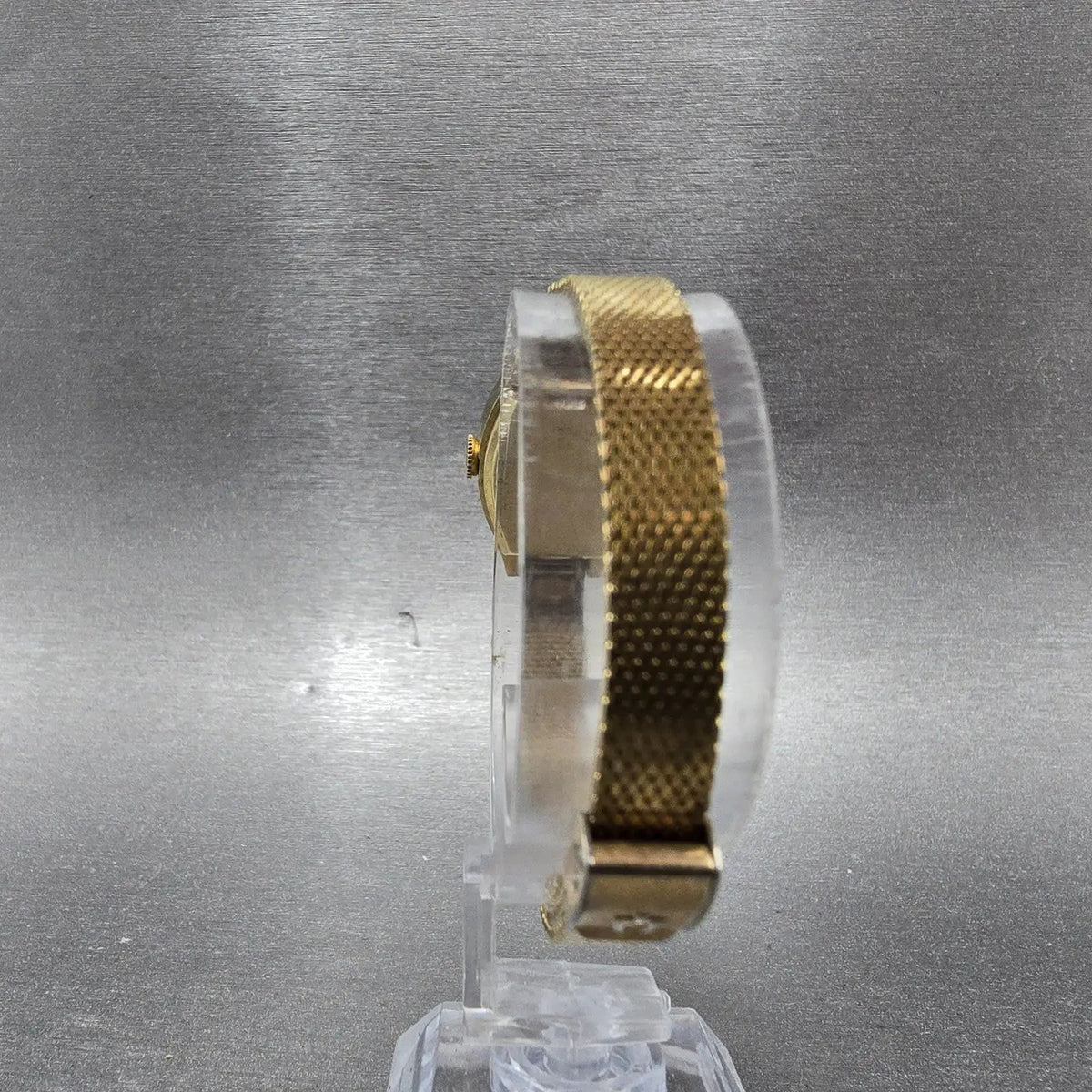 Bulova Accutron Watch Women 18mm Brown Dial Gold Tone Rectangle Mesh band PARTS8