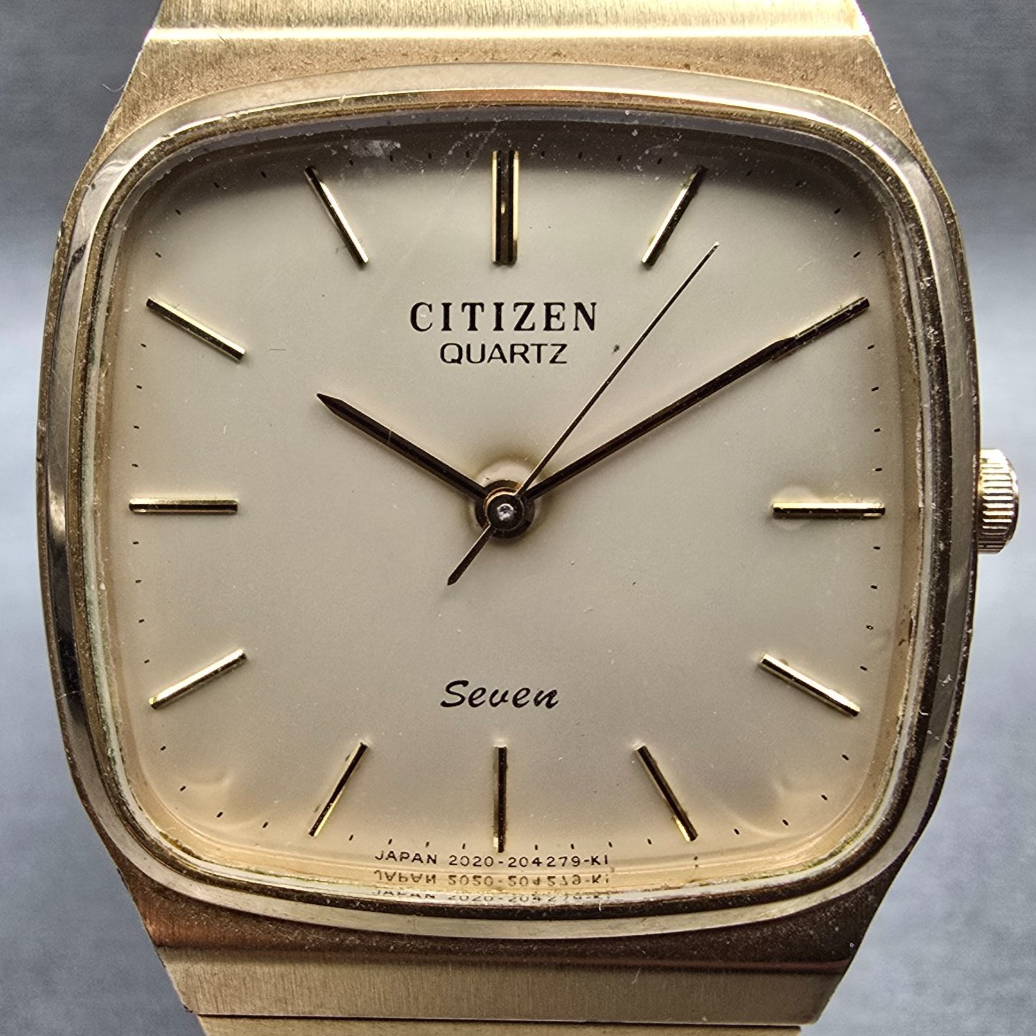 Citizen Seven Watch Men 31mm Champagne Dial Gold Tone 2030-202864 New Battery JP1
