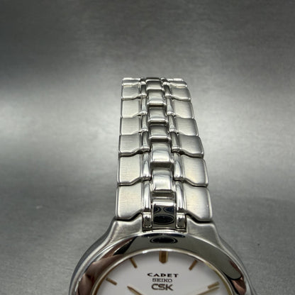 Seiko CSK Cadet Watch Men 35mm White Dial Silver Tone 5E30-6A40 New Battery4