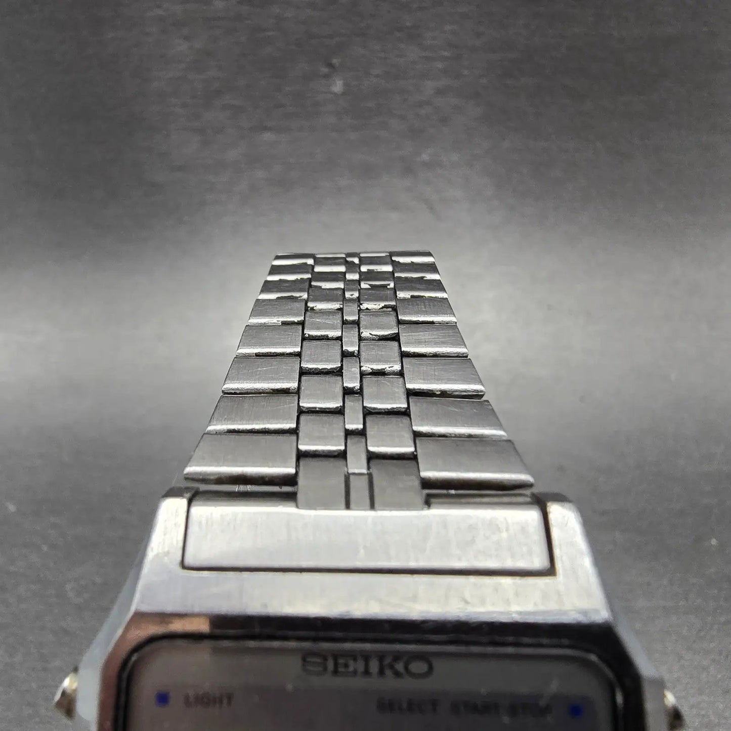 Seiko Digital Watch Men 34mm LCD Silver Alarm Chrono A914-5A09 New battery ABC4