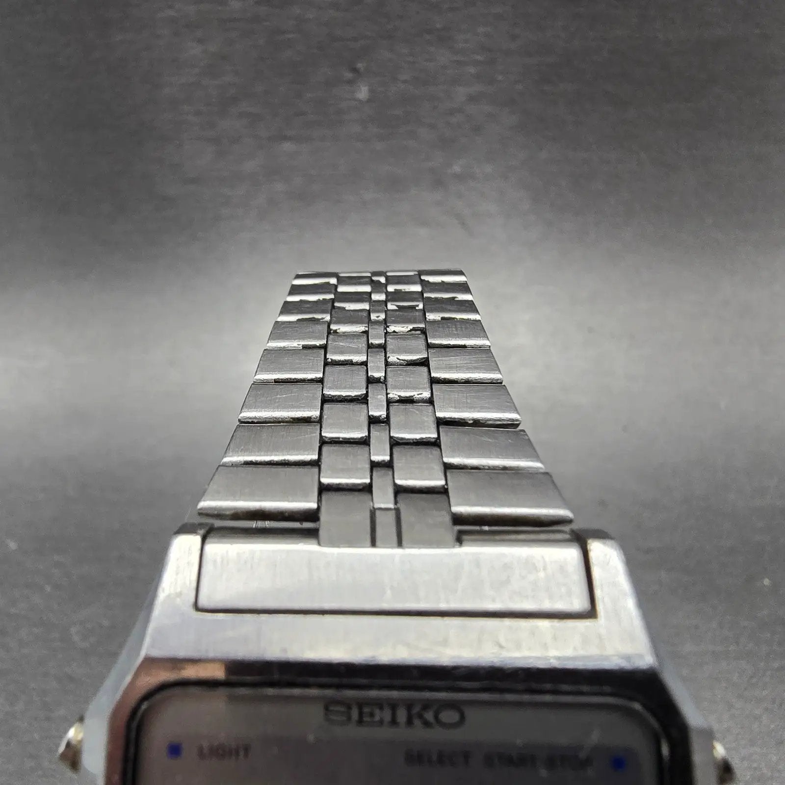 Seiko Digital Watch Men 34mm LCD Silver Alarm Chrono A914-5A09 New battery ABC4