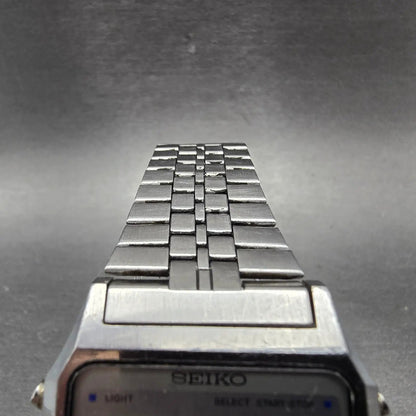Seiko Digital Watch Men 34mm LCD Silver Alarm Chrono A914-5A09 New battery ABC4
