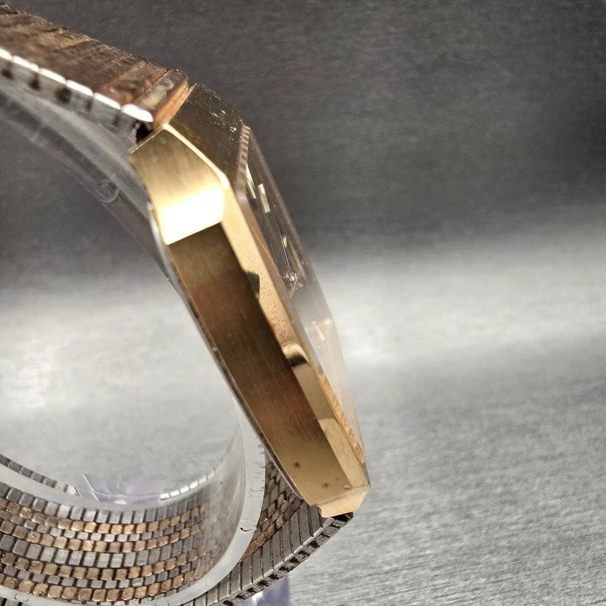 Seiko Watch Men 30mm Gold Dial Gold Tone Rectangle 7810-5089 New Battery Vintage3