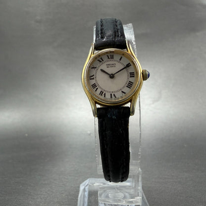 Seiko Watch Women 20mm White Dial Gold Tone Round 1400-0029 New Battery Vintage5