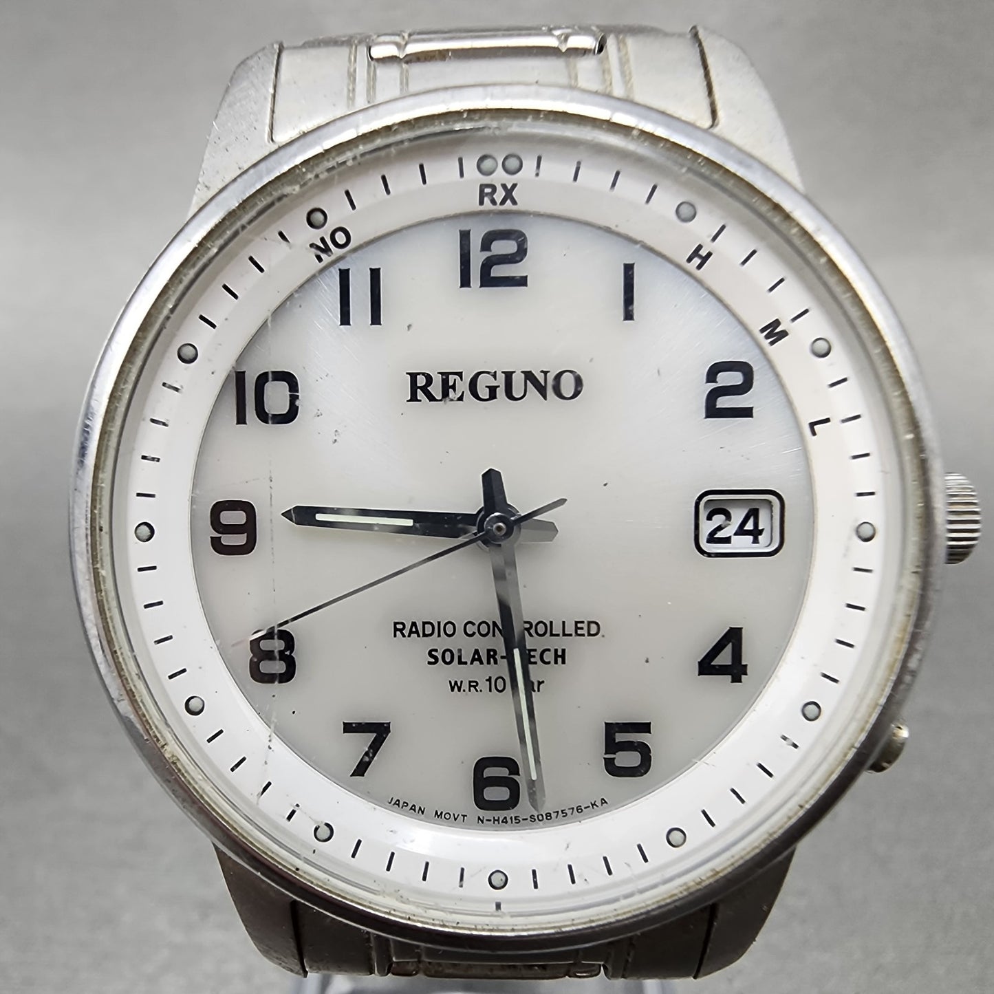 Citizen Reguno Atomic Watch Men 36mm White Dial Steel Date Solar Round Runs2