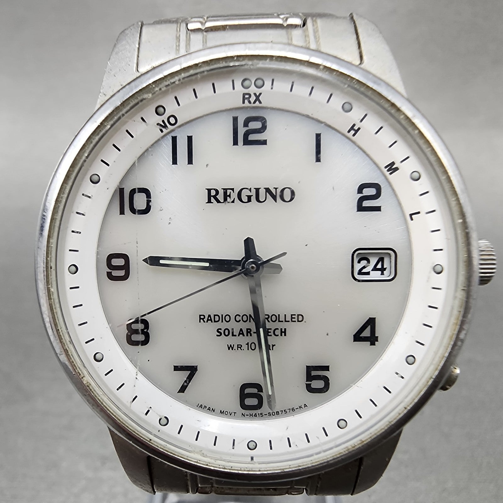 Citizen Reguno Atomic Watch Men 36mm White Dial Steel Date Solar Round Runs2