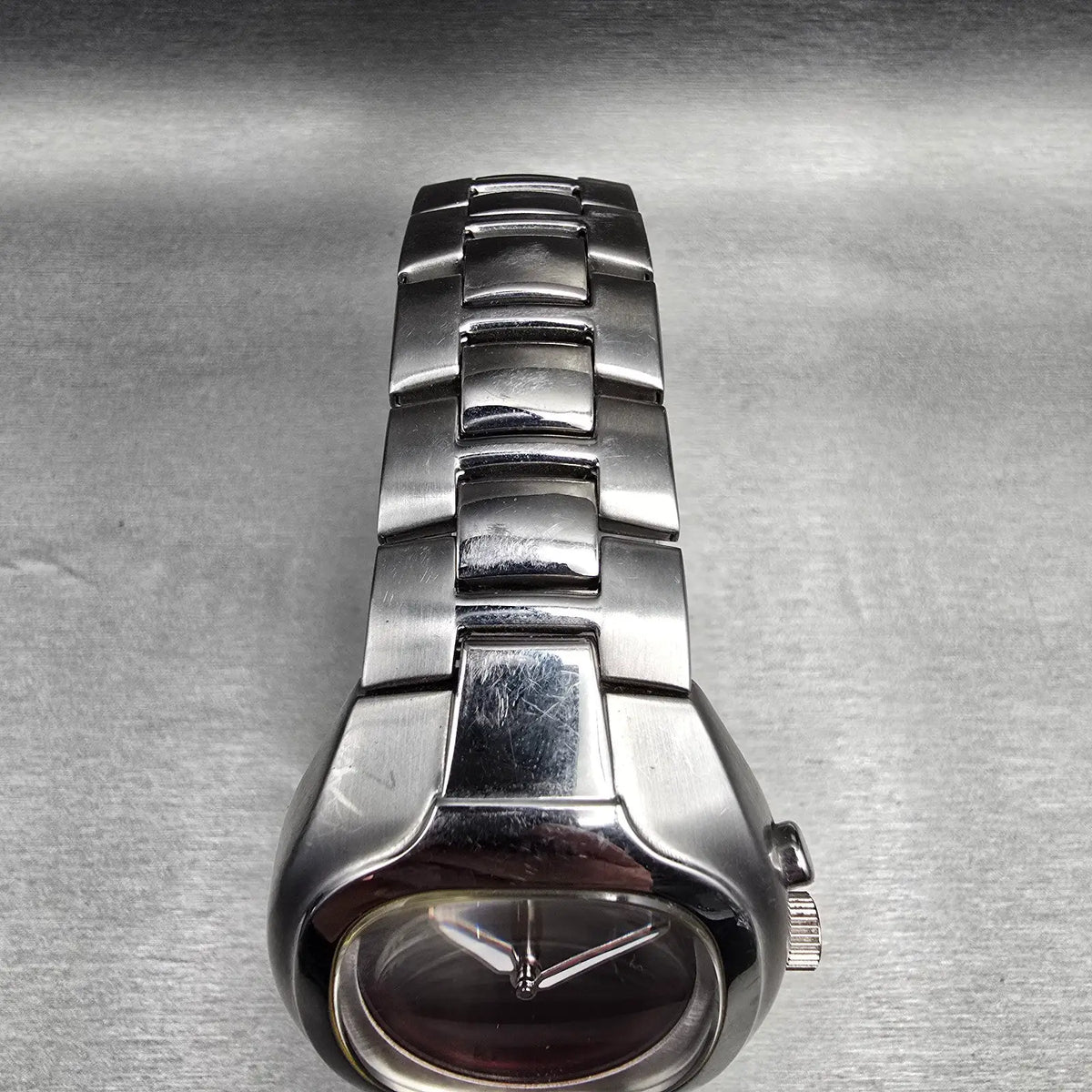 Fossil Big Tic Dragon Watch Men 38mm Red Dial Silver Tone Oval JR-8161 New Batt4
