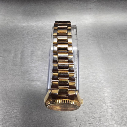 Seiko SQ Watch Women 24mm Gold Dial Gold Tone Daydate Round 3E23-0A60 New Batt4
