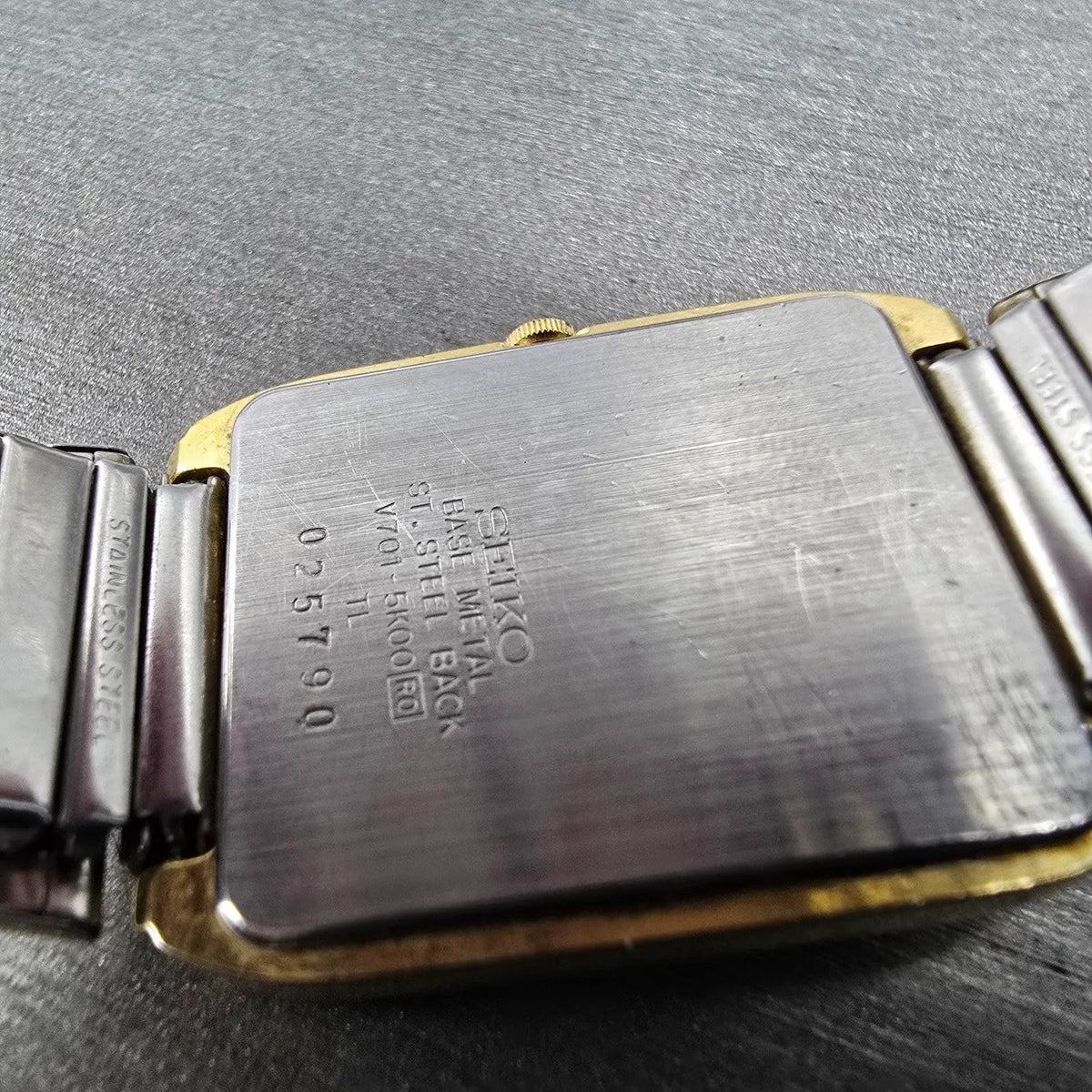 Seiko SX Tank Watch Men 25mm White Dial Gold Tone V701-5K00 VTG PARTS10