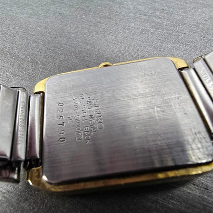 Seiko SX Tank Watch Men 25mm White Dial Gold Tone V701-5K00 VTG PARTS10