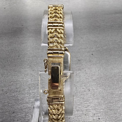 Seiko Watch Women 18mm Gold Dial Gold Tone Rectangle 2320-5300 New Battery VTG7