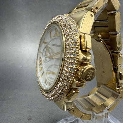Michael Kors Bradshaw Chronograph Watch Women 42mm White Dial Gold Tone New Batt2