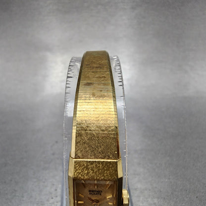 Seiko Tank Watch Women 12mm Gold Dial Gold Tone Rectangle 13205040 New Battery4