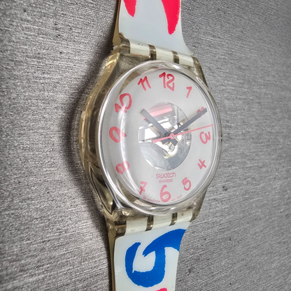 Swatch Paralympic Watch Men 35mm White Dial Clear Case Round GE213 New Battery3