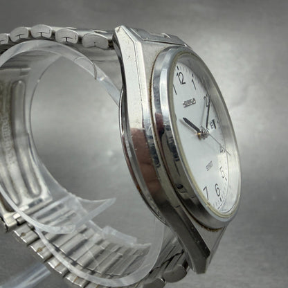 Seiko Spirit Watch Men 35mm Silver Dial Silver Tone Daydate 7N43-7180 NewBattery4