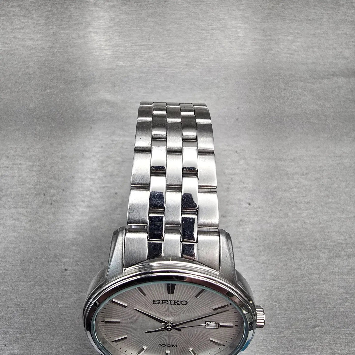 Seiko Watch Men 41mm Silver Dial Silver Tone Date Round 6N42-00G0 New Battery4