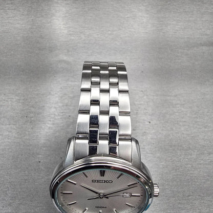 Seiko Watch Men 41mm Silver Dial Silver Tone Date Round 6N42-00G0 New Battery4