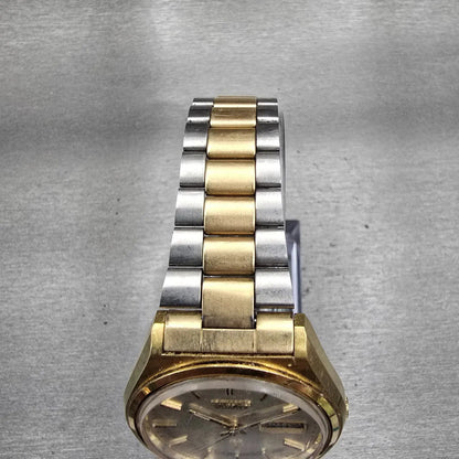 Seiko SQ Watch Men 37mm Silver Dial Two Tone Daydate Round 7546-8049 New Batt4