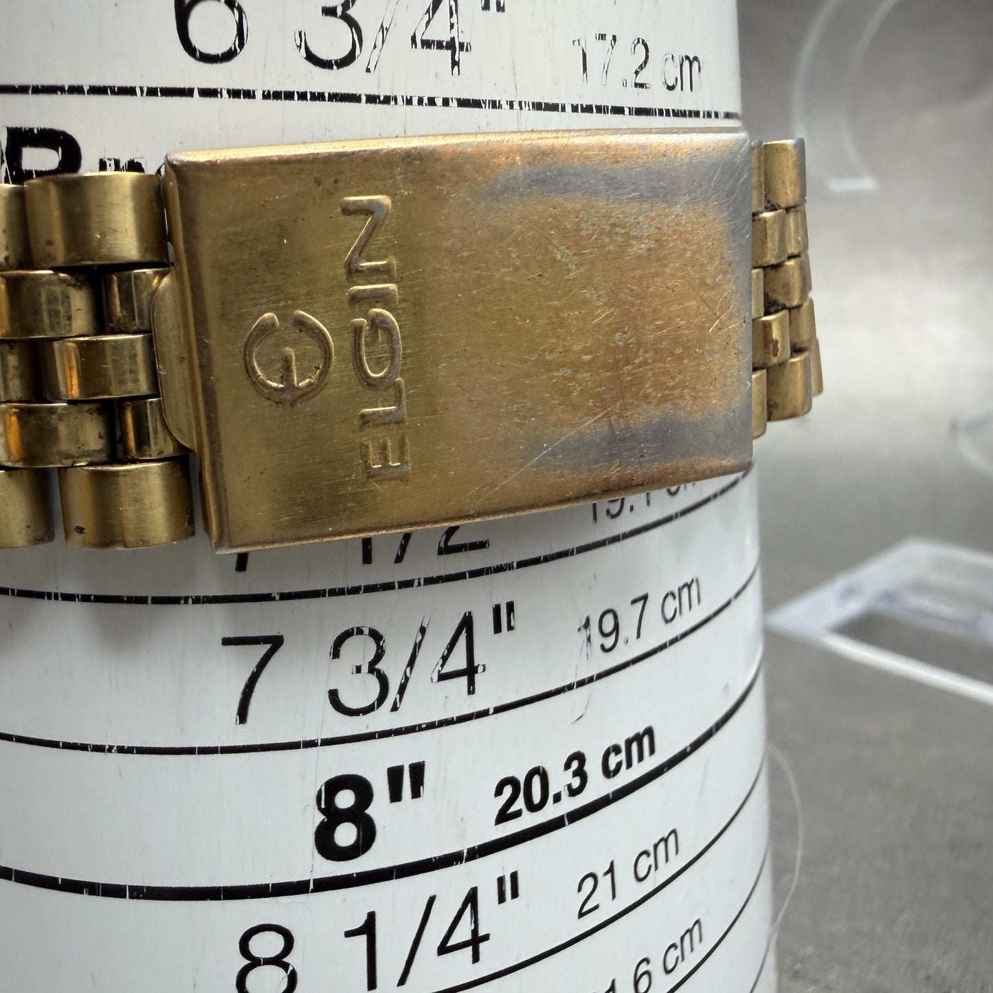 Elgin President Watch Men 38mm Gold Dial Gold Tone Daydate Round New Battery ABC10