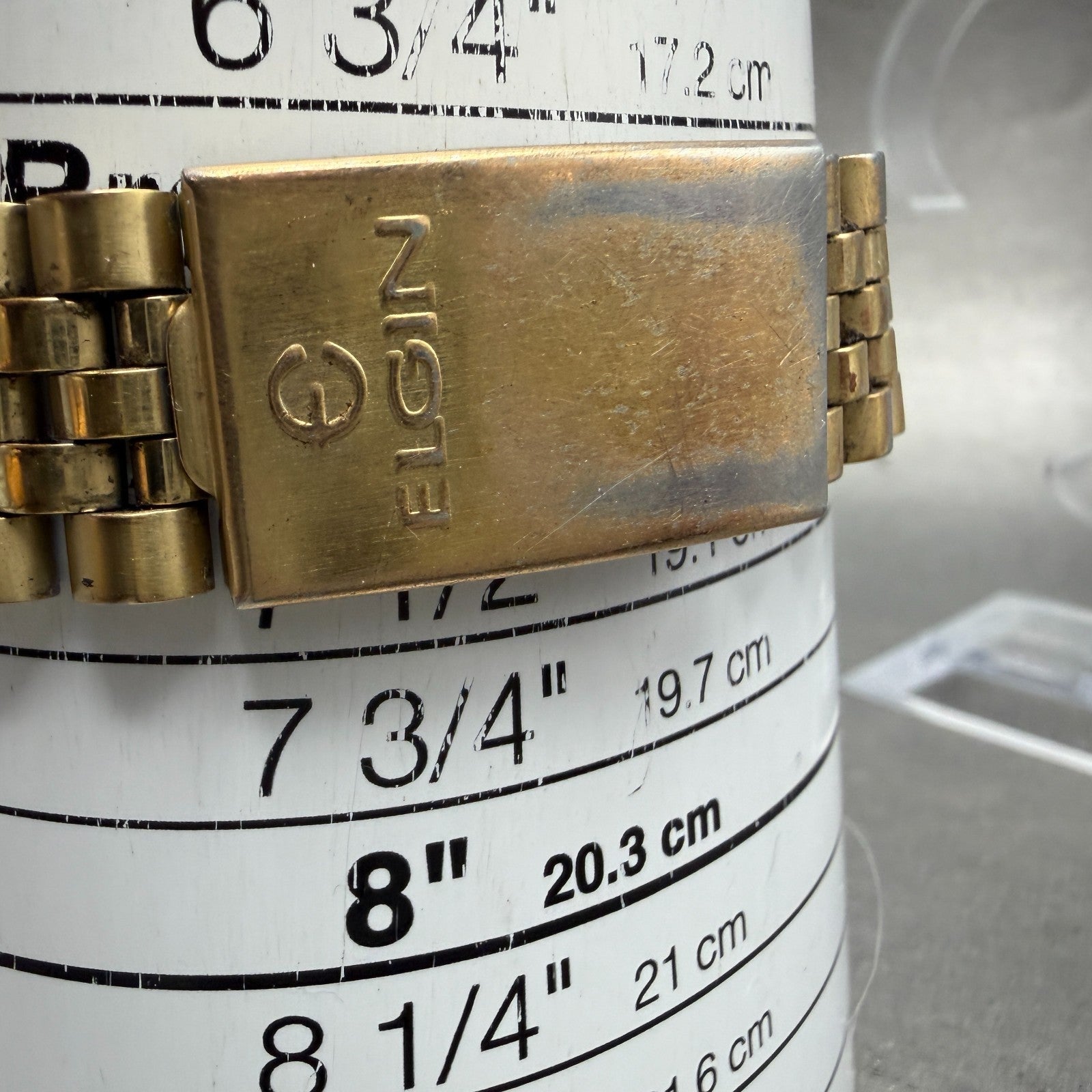 Elgin President Watch Men 38mm Gold Dial Gold Tone Daydate Round New Battery ABC10