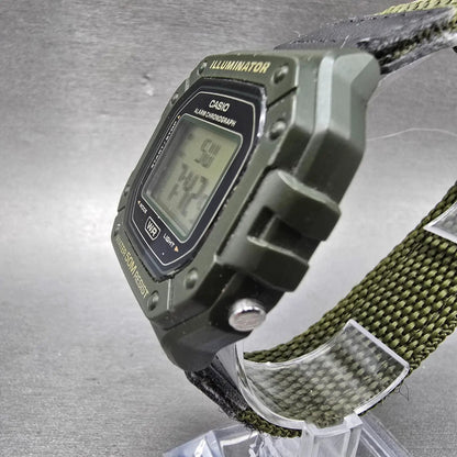 Casio Illuminator W-218H Watch Men 43mm Green Alarm Chrono Digital New Battery F2